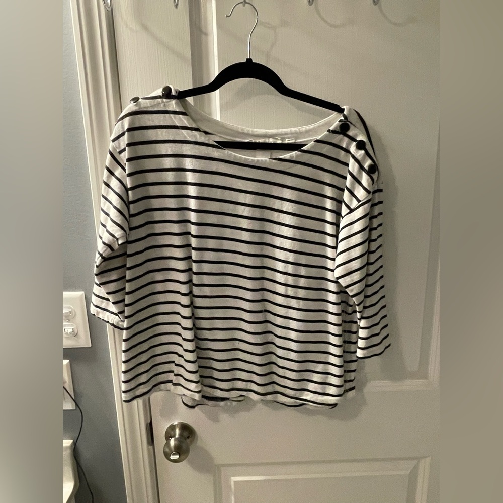 Black and White Striped Top